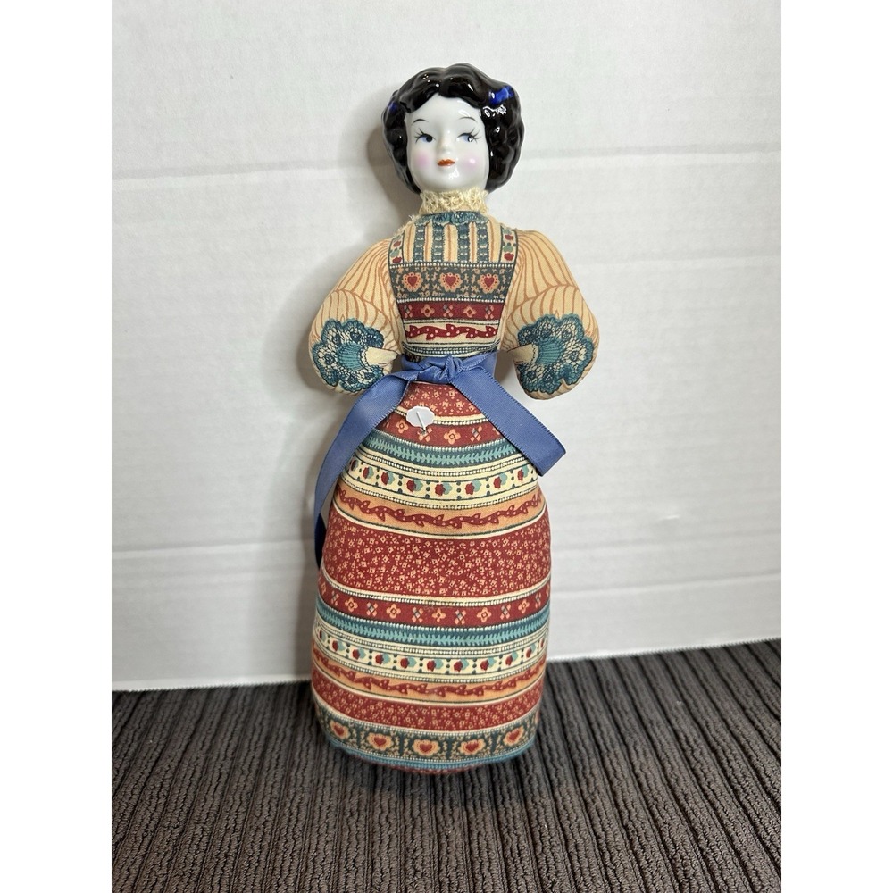 Avon American Heirloom Porcelain China Head 10" Cloth Doll Sachet Pincushion